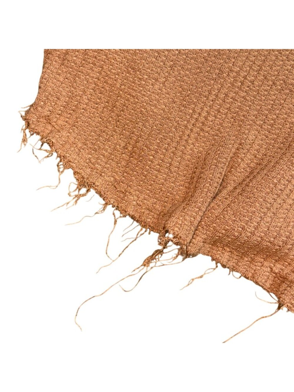By Together Waflle Knit Raw Bottom Cropped Shirt-Brown-M/L-GUC - Picture 3 of 6